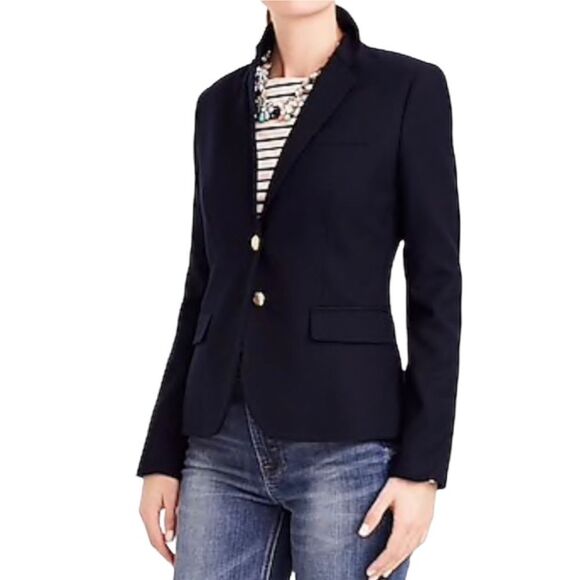 J. Crew Schoolboy Blazer Black Wool Gold Button Jacket Preppy Women’s Size 2 - Picture 4 of 13